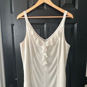 White House Black Market Cream Ruffled Camisole